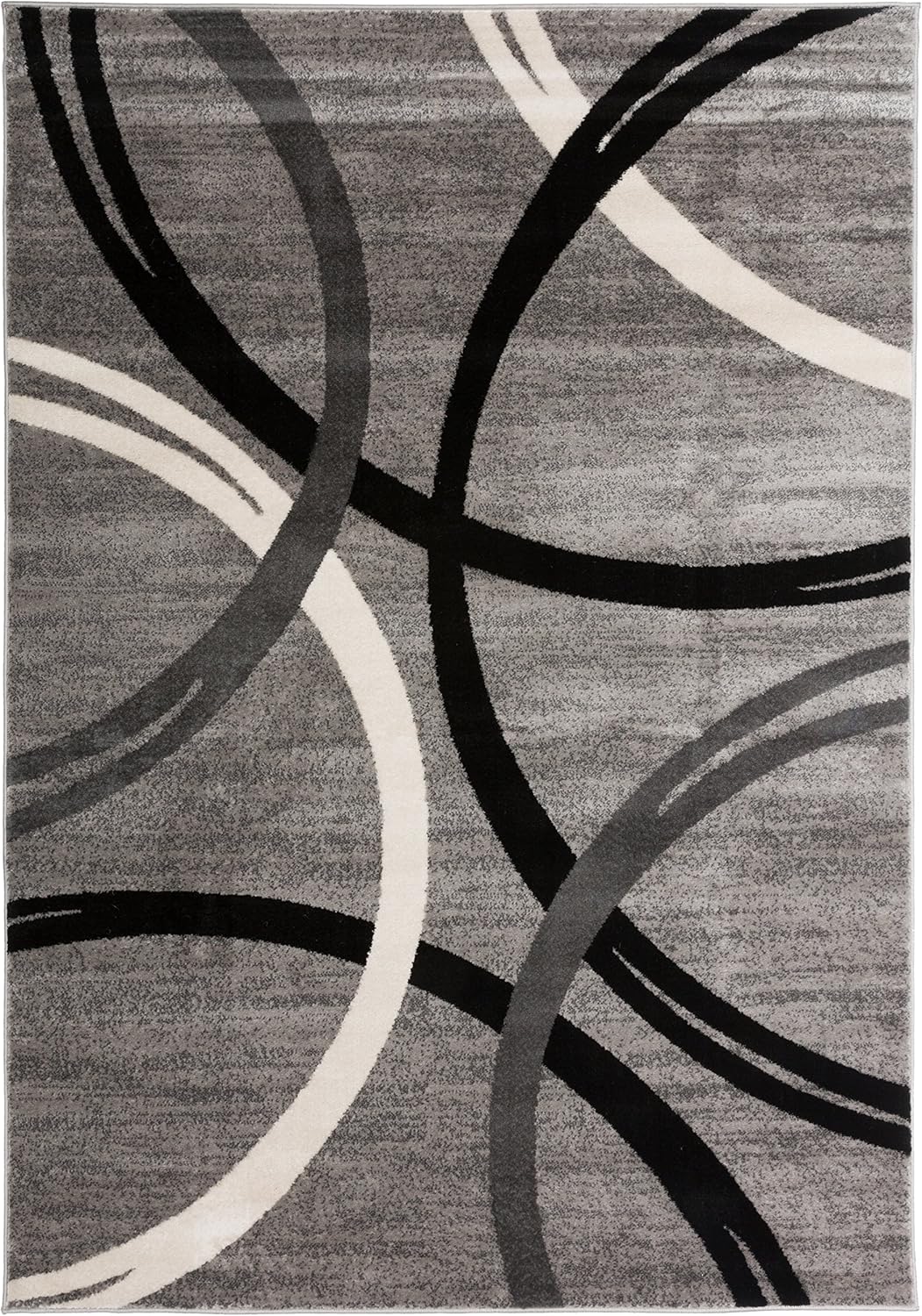 Rugshop Modern Wavy Circles Design Area Rug 10' x 14' Gray