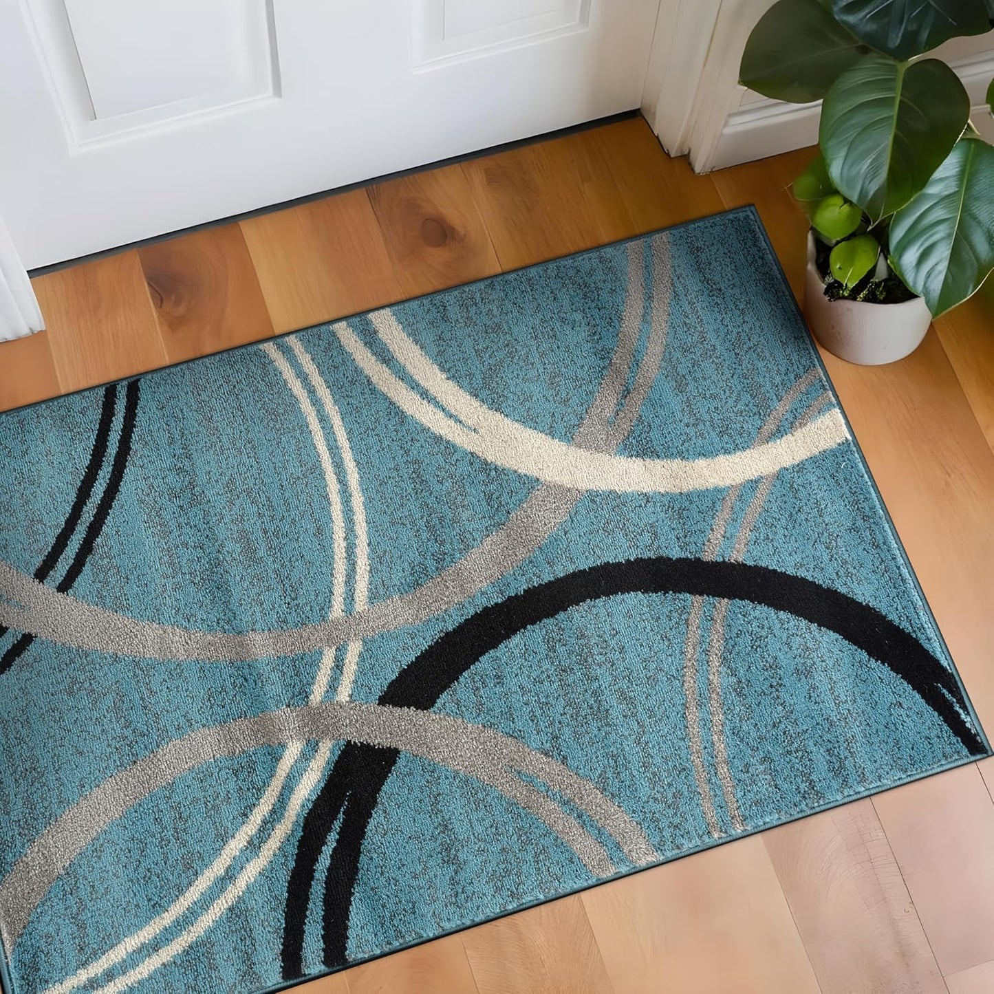 Rugshop Modern Wavy Circles Design Area Rug 2'7" x 4' Blue
